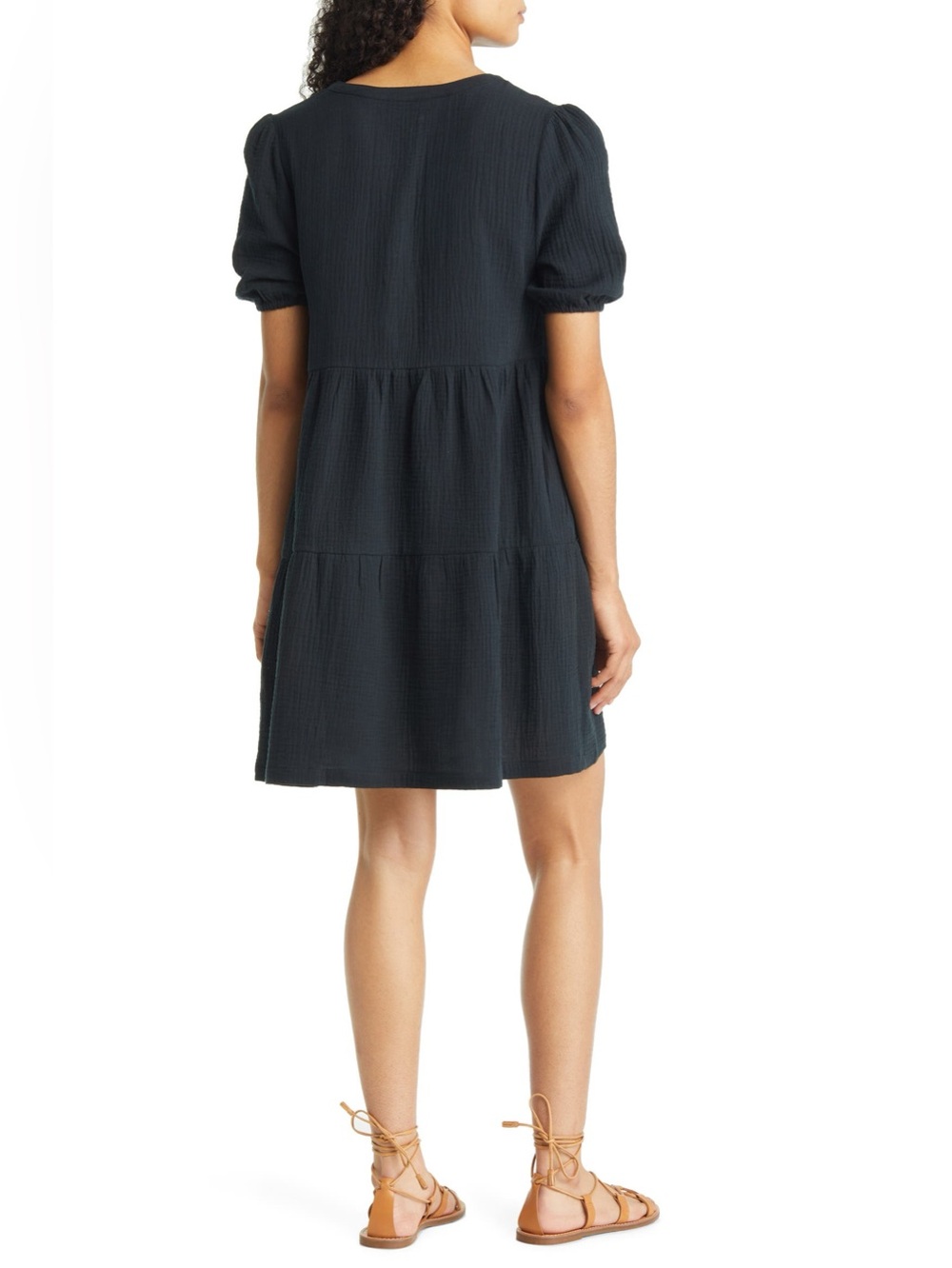 MARINE LAYER Black Short Sleeve V-Neck Dress - Picture 8 of 11